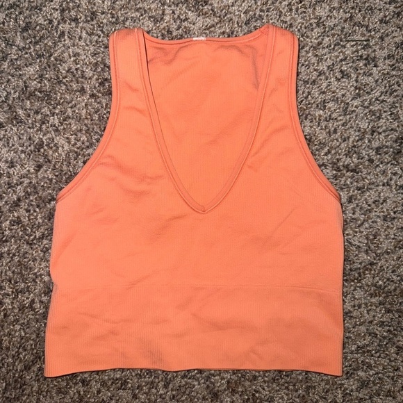Athleta Aurora Seamless Crop Ribbed Tank Bright Orange Size XS NWOT - Picture 4 of 7